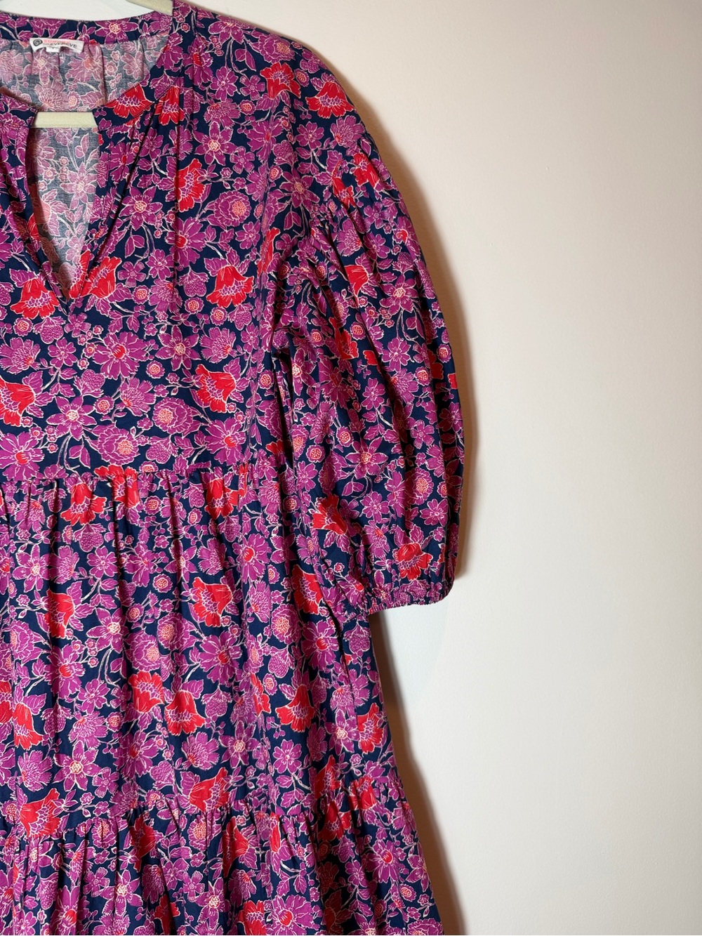 SUNDRY for Evereve Anywhere Ditzy Floral Pink Red Navy Mini Dress Size 1 Small - Picture 3 of 11